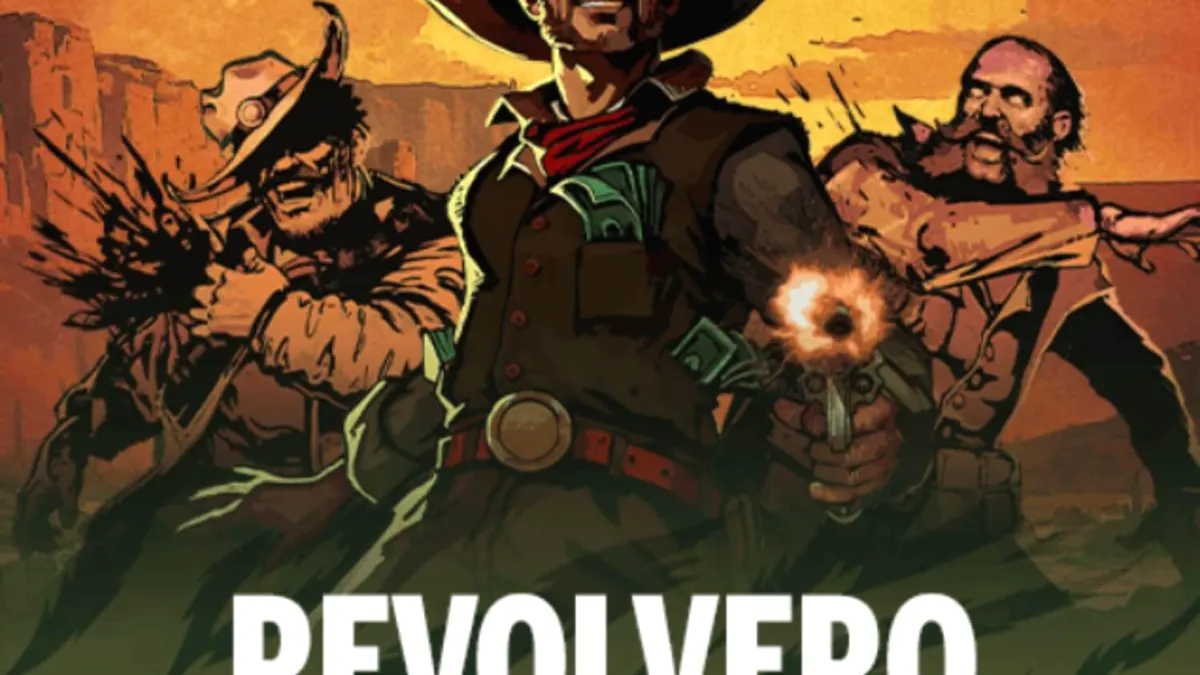 Tampilan visual slot Revolvero dengan tema koboi yang gersang