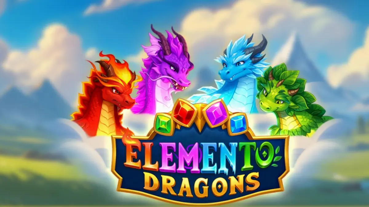 Tampilan grid 9x9 pada slot Elemento Dragons dengan elemen naga yang menyala.