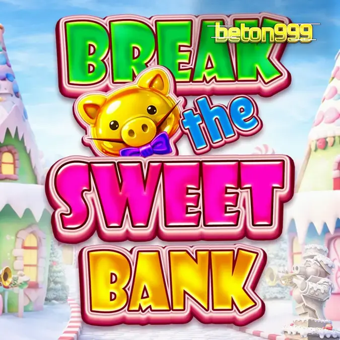 Tampilan visual ceria dari slot Break the Sweet Bank dengan tema permen dan celengan babi